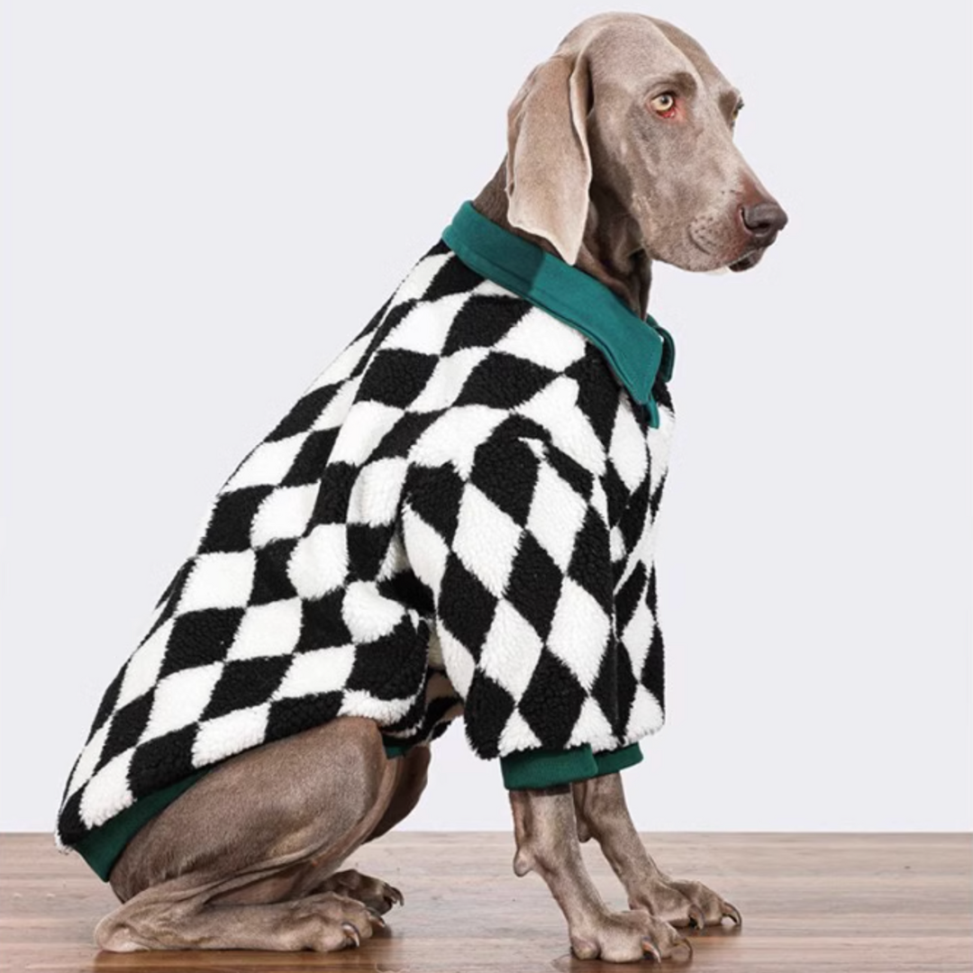 Checkered Fleece Dog Jacket