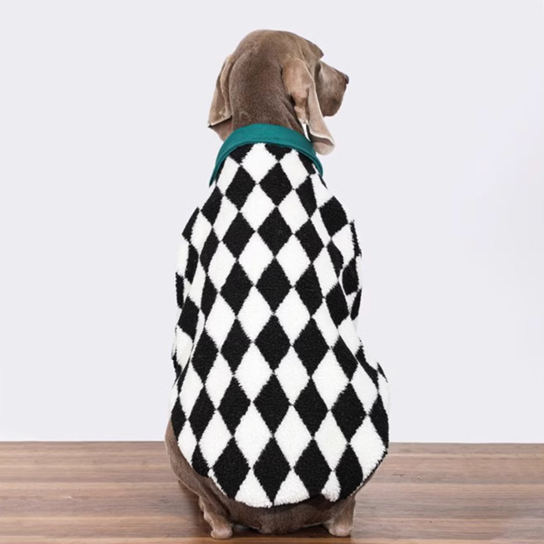 Checkered Fleece Dog Jacket